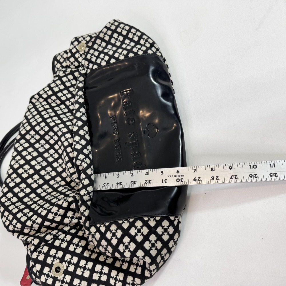 Kate Spade New York Tote Satchel Handbag Black White Print Patent Bottom Red - Picture 7 of 9